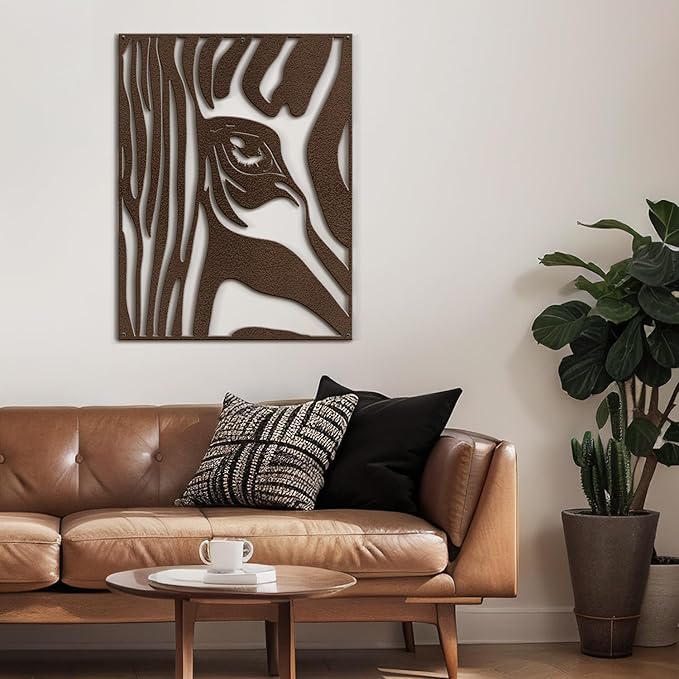 SIGNLEADER Metal Wall Art Decor Zebra with Tears in Eyes Minimalist Modern Abstract Wall Sculpture Hangings Home Decoration for Living Room, Bedroom, Bathroom, Kitchen, Outdoor - 18" Bronze