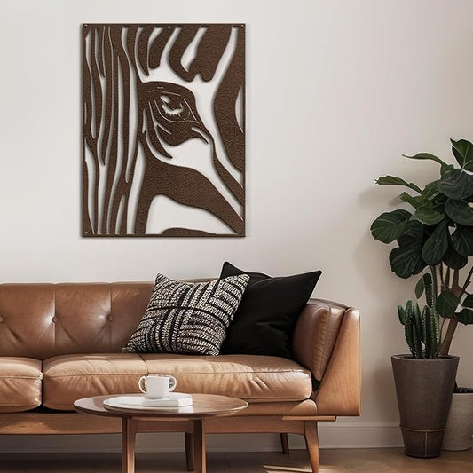 SIGNLEADER Metal Wall Art Decor Zebra with Tears in Eyes Minimalist Modern Abstract Wall Sculpture Hangings Home Decoration for Living Room, Bedroom, Bathroom, Kitchen, Outdoor - 18" Bronze
