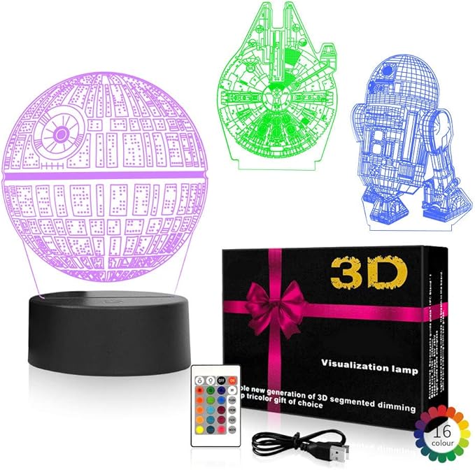 TITISKIN 3D Illusion LED Night Light,16 Colors Gradual Changing Touch Switch USB Table Lamp for Holiday Gifts or Home Decorations （3Pattern）
