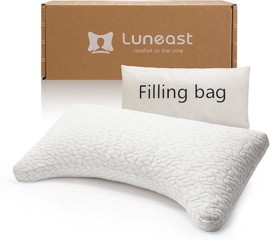 Luneast Memory Foam Pillows for Sleeping Adjustable Breathable Bed Pillow for Side, Back, and Stomach Sleepers Washable Pillow Cover Stardust King Size 18x34IN