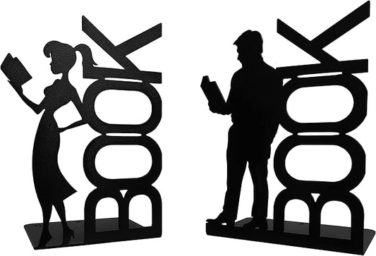 Book Metal Bookends,Decorative Bookends, Non Skid Book Ends, Book Stopper for Home/Office Decor/Shelves, Office Bookends, Library bookends, (7 Inch Tall)