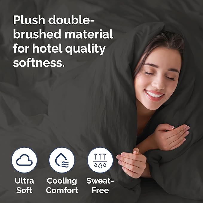 Duvet Cover Full Size Set - Extra Soft Full Size Duvet Cover 80 x 90 with 2 Pillow Shams - Hotel Luxury Easy Care and Fade Free with Zipper Closures & Ties - Comfy Breathable Bedding Set (Charcoal)