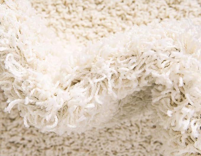 Unique Loom Solid Shag Collection Area Rug (2' 7" x 10' Runner, Pure Ivory)
