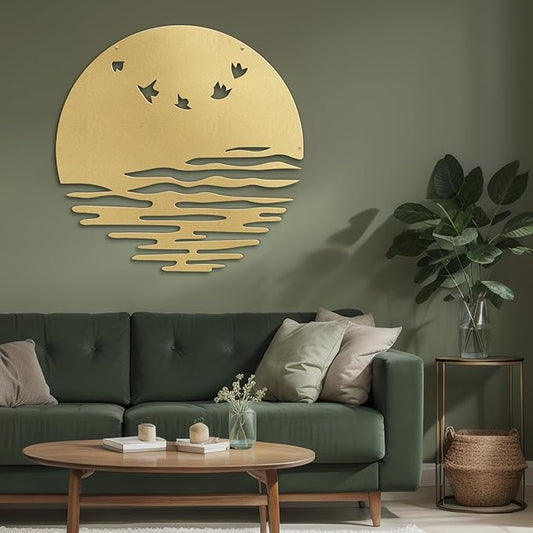 SIGNLEADER Metal Wall Art Decor Birds Minimalist Modern Abstract Wall Sculpture Hangings Home Decoration for Living Room, Bedroom, Bathroom, Kitchen, Outdoor - 18" Gold