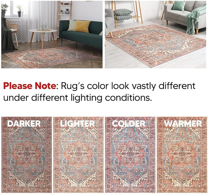 Keen Home Design 2x10 Rug - Machine Washable Runner with Non-Slip Backing, Ideal for Hallway, Entryway, Kitchen, Laundry Room - Vintage, Easy Clean, Durable, Low Pile Rug - (2'6" x 10')