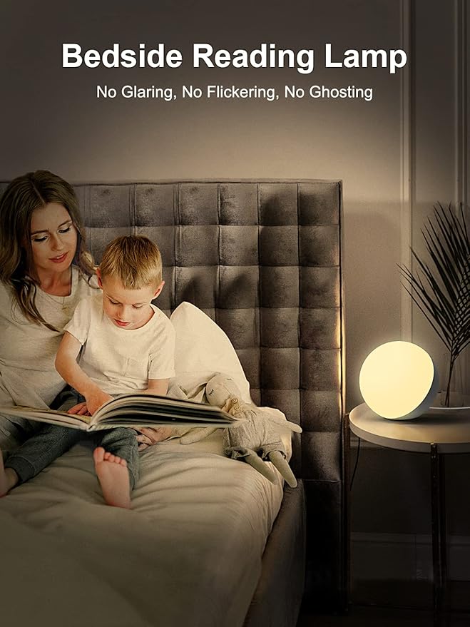 EASEMO Touch Lamp for Bedroom, RGB Color Changing Small Table Lamp Dimmable Bedside Lamp for Kids, LED Touch Control Warm & White Nightstand Lamp with Memory Function(Touch Control)