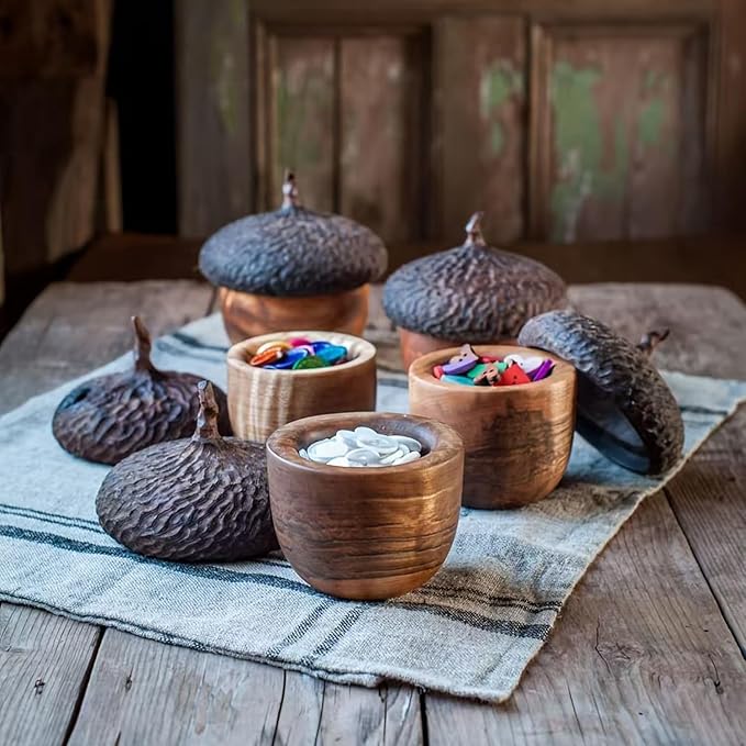 Acorn Resin Box Decor,Acorn Decor Vintage Trinket Box Small Storage Jar With Lid, Candy Snack Nuts Container,Acorn Shape Art Box, Halloween, Thanksgiving,Storage Garden Boxes Fall Table Decor