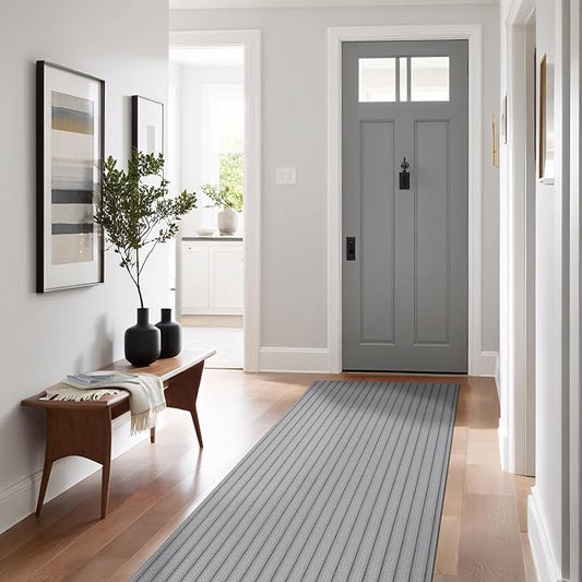 Beverly Rug Non Slip Area Rug 2 x 7 Modern Durable Ultra Soft Ribbed Indoor Rugs for Living Dining Room Office Stain Resistant Non Shedding Casual Easy Shag Indoor Carpet Gray 2x7