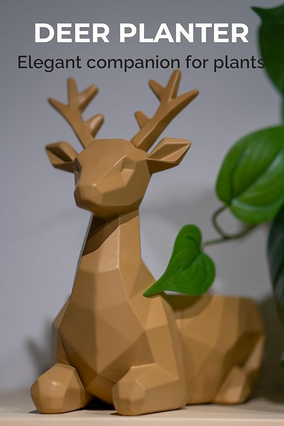 Low-Poly Deer Bowl, Resin Reindeer Statue, Deer Candy Dish & Key Holder, Deer Desk Decor for Living Room, Entryway, Dining Table, Office, Shelves