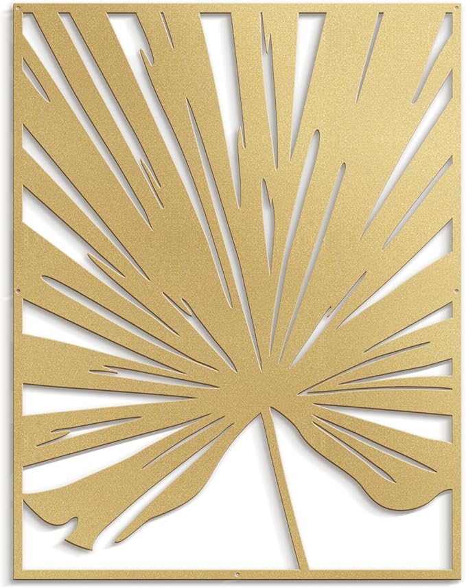 SIGNLEADER Metal Wall Art Decor Big Gold Leaves Minimalist Modern Abstract Wall Sculpture Hangings Home Decoration for Living Room, Bedroom, Bathroom, Kitchen, Outdoor - 18" Gold