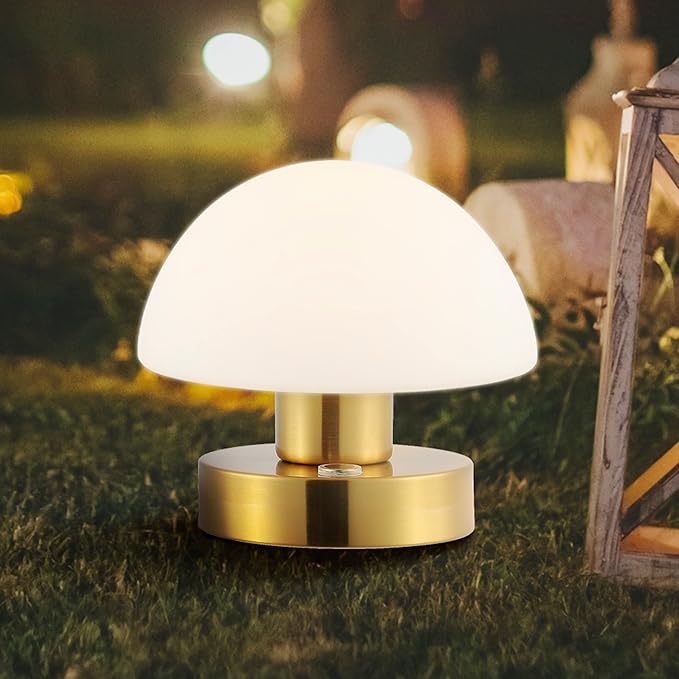 JONATHAN Y JYL7113C Zoe 5.75" Modern Minimalist Iron Rechargeable Integrated LED Table Lamp Contemporary Bedside Desk Nightstand Lamp for Bedroom Living Room Office, Brass Gold/White