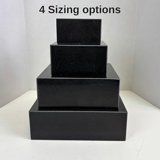Premium Black Marble Display Base with Center Mount Hole – Polished Stone Pedestal Stand for Sculpture, Statue, Art, Awards, Lamps & Decor (2 3/4x2 3/4x1 1/2")