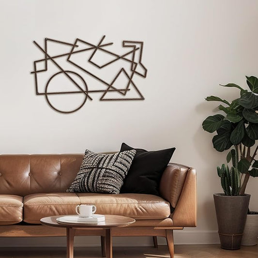 SIGNLEADER Metal Wall Decor Geometric Picasso Minimalist Modern Luxury Wall Sculpture Hangings 3D Statue Home Decoration for Living Room, Bedroom, Bathroom, Kitchen, Fireplace, Office - 24" Bronze