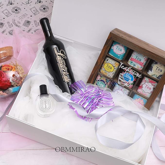 Upgrade 5PCS White Hard Extra Large Gift Box with Lid,16.5 x13 x5.3 Inches, Magnetic Gift Boxes for Clothes Robe Wedding Dress Sweater and Gifts,Reusable Foldable Bridesmaid Proposal Box