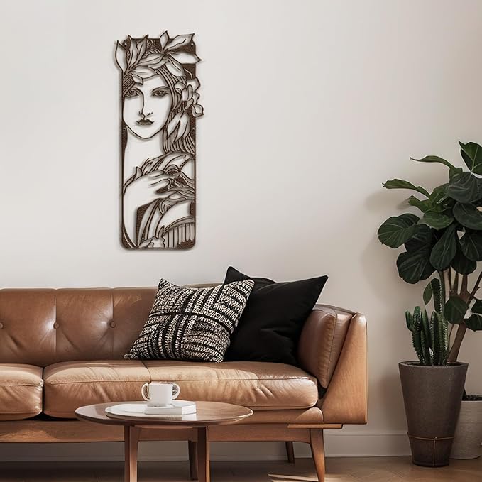 SIGNLEADER Metal Wall Art Decor Women and Flower Modern Abstract Wall Sculpture Hangings Home Decoration for Living Room, Bedroom, Bathroom, Kitchen, Outdoor - 18" Bronze