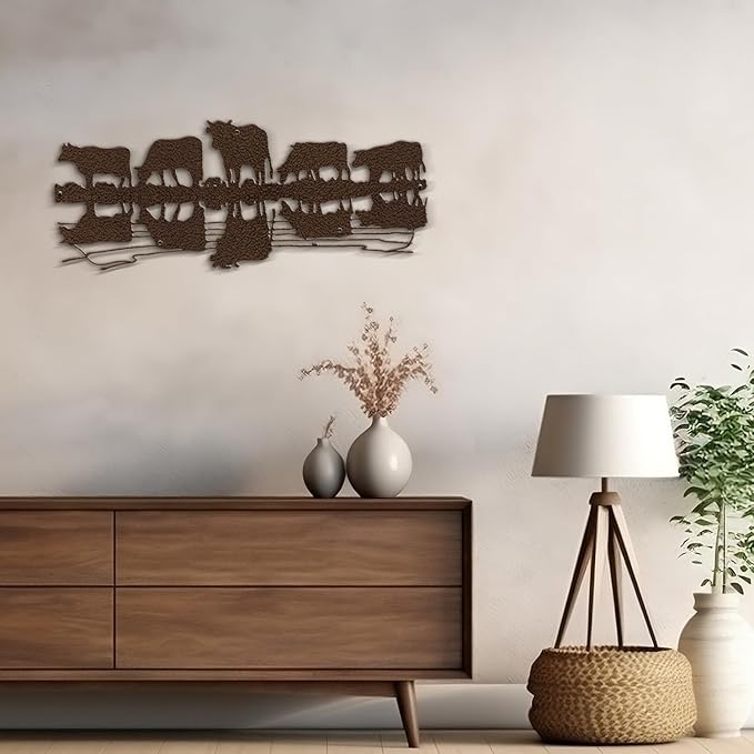 SIGNLEADER Metal Wall Art Decor Herd Minimalist Modern Abstract Wall Sculpture Hangings Home Decoration for Living Room, Bedroom, Bathroom, Kitchen - 18" Bronze