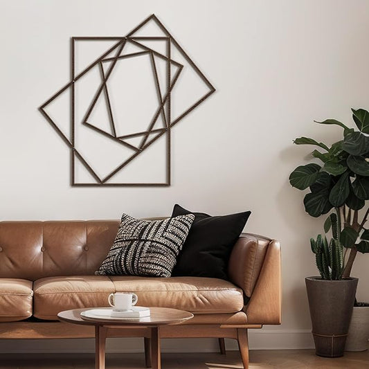 SIGNLEADER Metal Wall Decor Rectangles Composition Rectangles composition Minimalist Modern Luxury Wall Sculpture Hangings 3D Statue Home Decoration for Living Room, Bedroom, Bathroom, Kitchen, Fireplace, Office - 18" Bronze