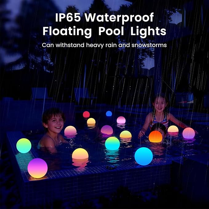 LOFTEK LED Ball Light, Multi-Color Rechargeable Night Lights, 3-inch RGB Ball Mood Lighting, Waterproof Ambient Lighting Lamp for Home Bedroom Patio Pool Decorative Lighting, Xmas Gift, 4 Pack