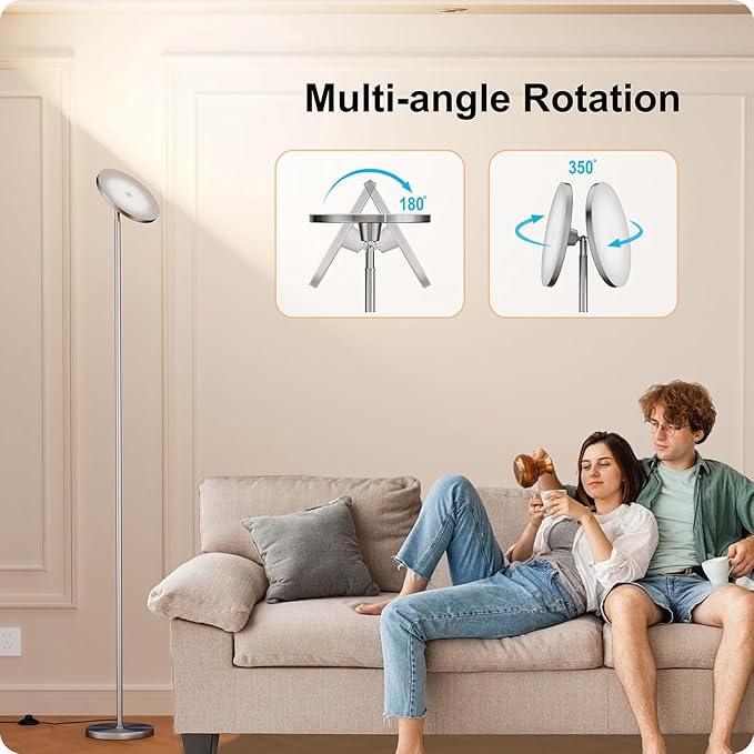 Dimmable Floor Lamp with Remote，Floor Lamps for Living Room Bedroom Office，Adjustable Brightness (10%-100%)and Color Temperature (3000k- 6000k )，Standing Lamp Tall Lamp with Foot Switch (nickel)