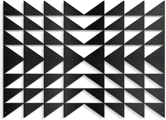 SIGNLEADER Metal Wall Decor Triangle Composition Minimalist Modern Luxury Wall Sculpture Hangings 3D Statue Home Decoration for Living Room, Bedroom, Bathroom, Kitchen, Fireplace, Office - 24" Black