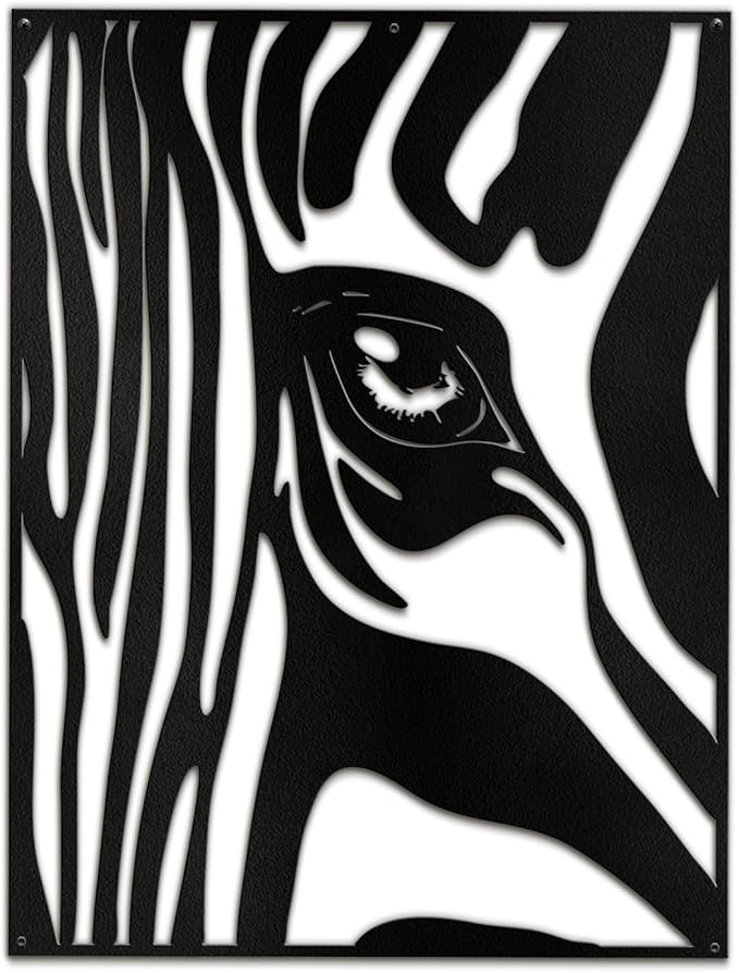 SIGNLEADER Metal Wall Art Decor Zebra with Tears in Eyes Minimalist Modern Abstract Wall Sculpture Hangings Home Decoration for Living Room, Bedroom, Bathroom, Kitchen, Outdoor - 18" Black