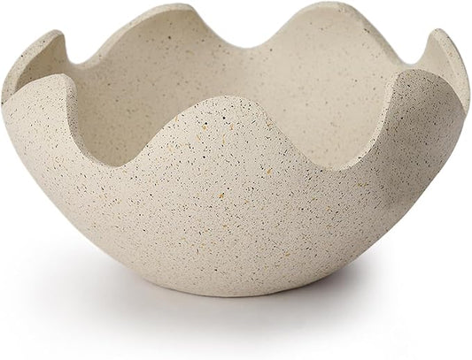 Wavy Decorative Bowl Home Decor- Modern Handicraft Decorative Fruit Bowl for Kitchen Counter, Creative Centerpiece Decor for Entryway Table Coffee Table, Spotted White