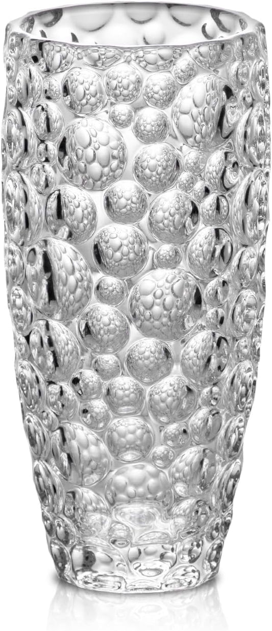 KAMMAK Glass Vase, Large Modern Cylinder Flower Vase for Home Decor, Wedding Centerpiece, Christmas or Birthday Gift for Mom, Entryway, Housewarming, Table, Office Desk, Farmhouse (White Polka Dot)