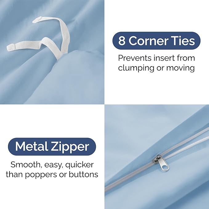 Duvet Cover Twin/Twin XL Size Set - Extra Soft Duvet Cover 68 x 90 with 1 Pillow Sham - Hotel Luxury, Easy Care and Fade Free w/ Zipper Closures & Ties - Comfy, Cozy Breathable Bedding Set (Sky Blue)