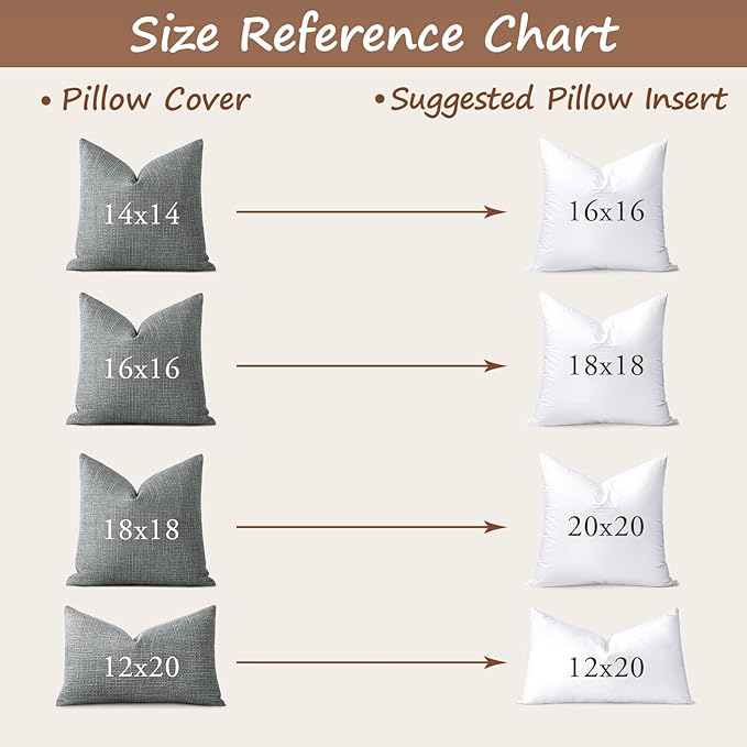 Artscope Synthetic Down Pillow Insert, 20x20 Down Alternative Throw Pillow Insert. Ultra Soft Fluffy Sleeping Pillow with 100% Cotton Cover, Decorative Pillows-White.