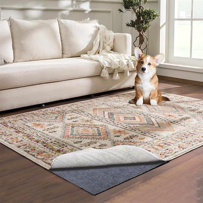Waterproof Rug Pad, 5x8 ft Area Rug Non-Slip Carpet Pad, Non-Slip Rug Pads for All Floors and Finishes, Felt Pad for Hardwood Floors, Keeps Carpets in Place Soft and Safe