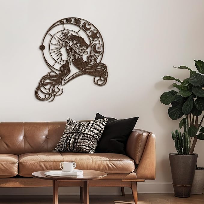SIGNLEADER Metal Wall Art Decor Woman Wearing Crown Modern Abstract Wall Sculpture Hangings Home Decoration for Living Room, Bedroom, Bathroom, Kitchen, Outdoor - 18" Bronze
