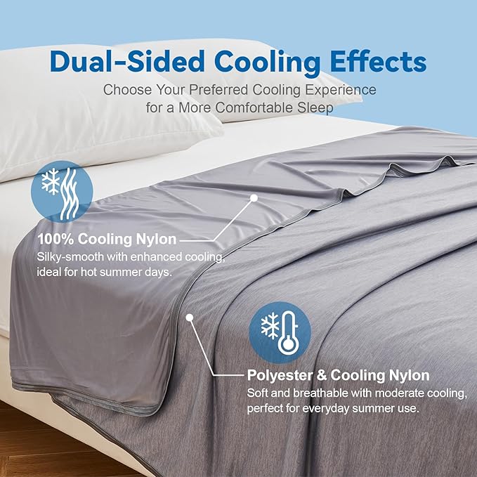 Ailemei Direct Cooling Throw Blanket for Couch, Double-Sided Summer Cooling Blankets for Hot Sleepers, Lightweight Ice Cool Blanket to Relieve Hot Flashes, Breathable Bed Cold Blankets for Sleeping