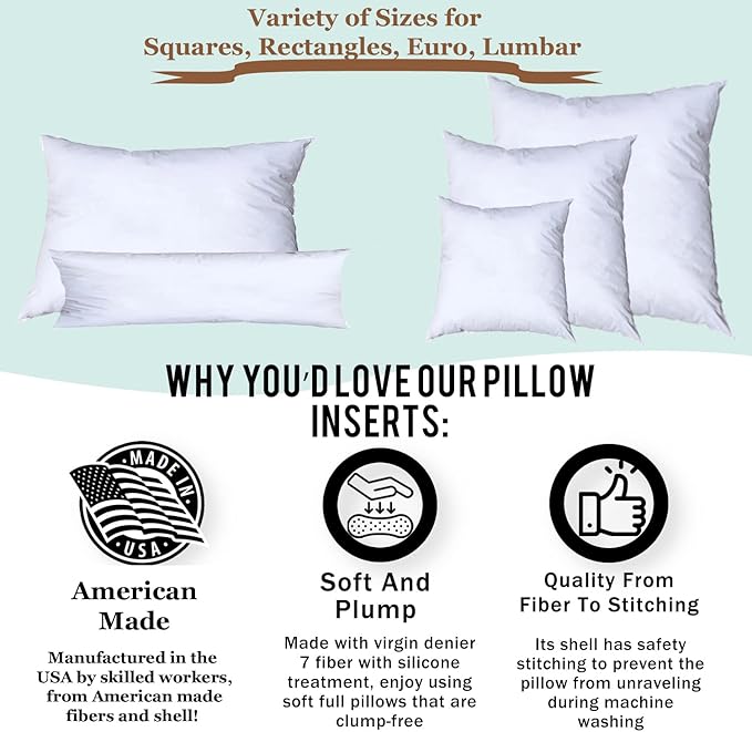 Pillowflex Premium Polyester Throw Pillow Insert - 24x24 - Ultra Soft Square Throw Pillow, Couch Sham, Lumbar, Back, Sofa - Machine Washable - Decorative Accent Form - 1 Soft Pillow