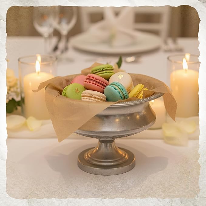 WORTH Silver Color Urn Vase for Centerpieces Set of 2, 8" H. x 11.8" Dia. Metal Trumpet Small Flower Pots for Table, Bowl Vase for Wedding Party Event Home Decor