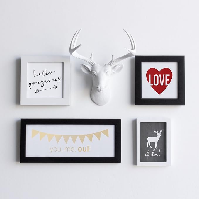 Wallcharmers White Deer Head Wall Decor, Handmade Faux Deer Head, Made of Eco-Friendly Resin Great for Farmhouse Decor, White