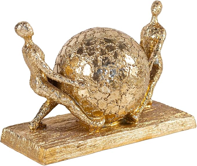 Spherical Statue Resin Sculpture Athlete Art Metal Decoration Statue Home and Office Decoration - Gold