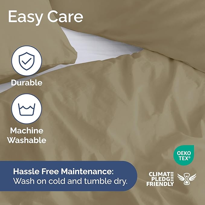 CGK Unlimited Duvet Cover Cal King Size Set - Extra Soft Cal King Size Duvet Cover 104 x 98 with 2 Pillow Shams - Hotel Quality w/Zipper Closures & Ties - Bedding and Bed Linens Set (Khaki)