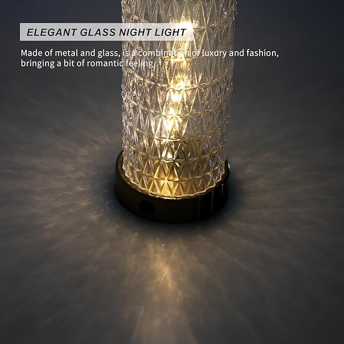 Oneach 27.75” Table Lamps Set of 2, Gold Modern Bedside Lamp with LED Night Light, USB A+C, Glass Lamps for Living Room, Bedroom, Nightstand, Office, End Table (2 Bulbs Included)