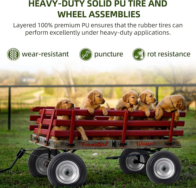 AR-PRO (2-Pack) 10-Inch Solid Wheel Replacement - 4.10/3.50-4 Flat Free Tire and Wheel with 5/8 extra 3/4 &1/2 Bearings and 2.25" Offset Hub - Compatible with Hand Truck, Generator, Gorilla Carts