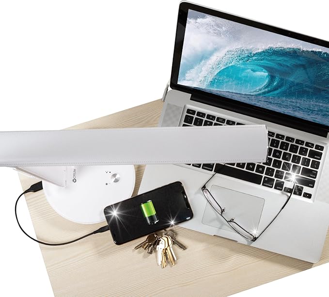 OttLite Emerge LED Sanitizing Desk Lamp with USB Charging – Sanitizes Your Work Space, Touch Activated, Flexible Neck, Modern Light for Reading, Crafting & Office Desktop
