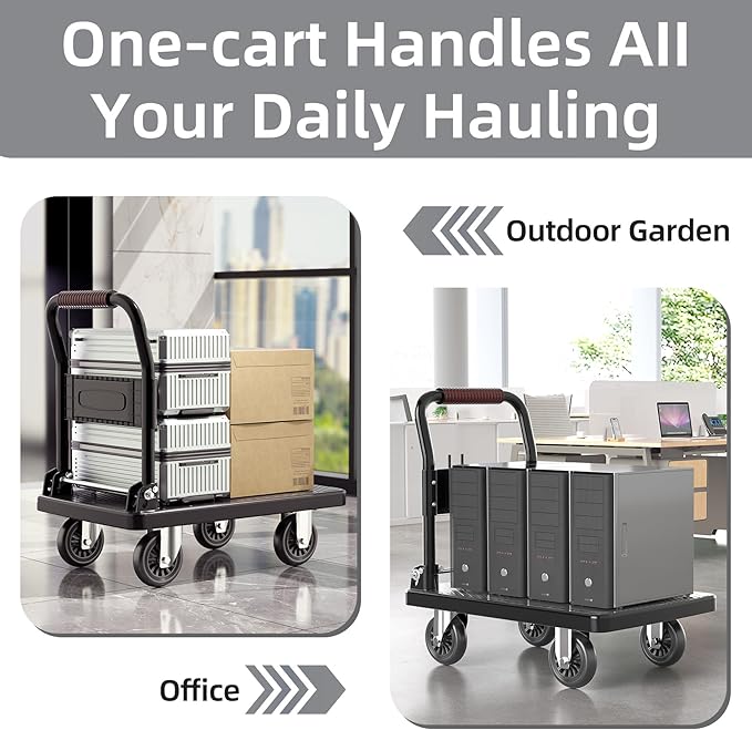 Foldable Push Cart Platform Cart,Moving Platform Hand Truck,Foldable for Easy Storage and 360 Degree Swivel Silent Wheel(880LBS).
