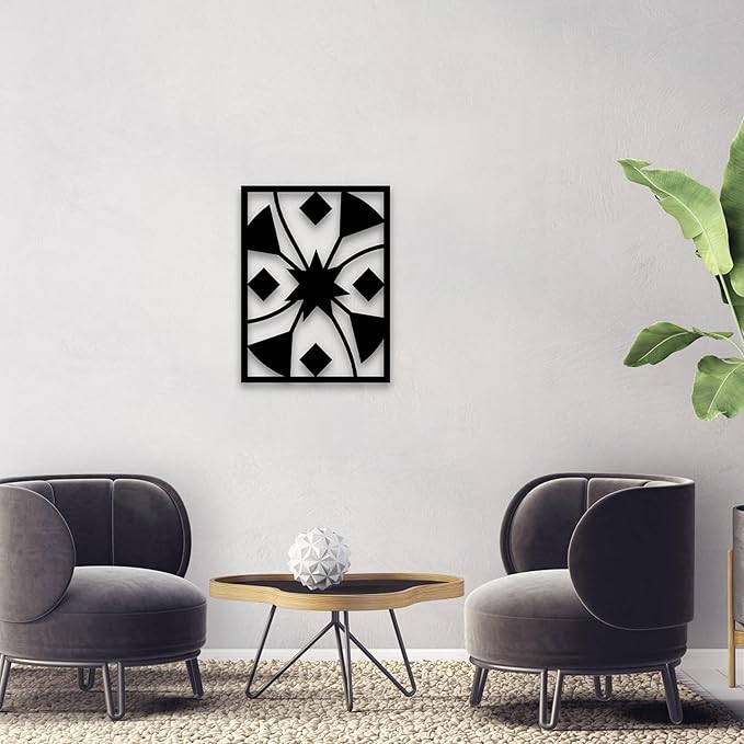 GlintHome Minimalist Wall Art - Black Abstract Metal Wall Decor 3D Textured Metal Wall Sculptures for Living Room Bedroom Bathroom Study Room