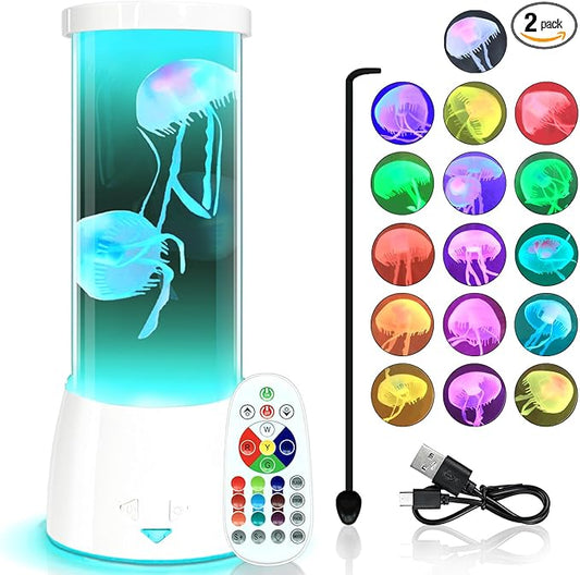 Jellyfish Lamp, Round LED Jelly Fish Aquarium Lamp with Color Changing Mood Light,Noiseless Night Light for Kids Men Women Home Deco Gift.