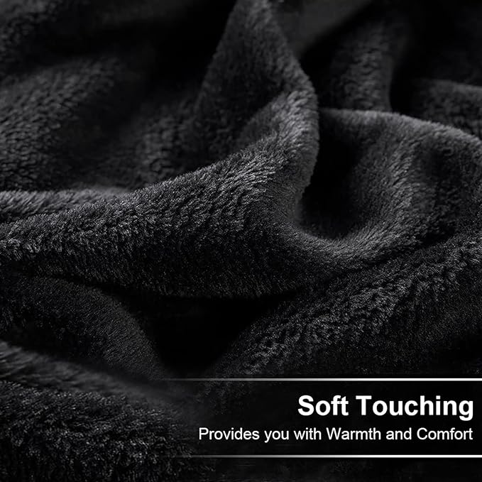 Soft Blanket Twin Size Warm Fuzzy Microplush Lightweight Thermal Fleece Blankets for Couch Bed Sofa,66x90 Inches,Black