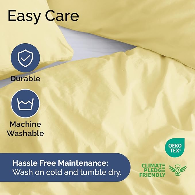 Duvet Cover King Size Set - Extra Soft King Size Duvet Cover 104 x 90 with 2 Pillow Shams - Hotel Luxury, Easy Care and Fade Free with Zipper Closures & Ties - Comfy, Breathable Bedding Set (Yellow)