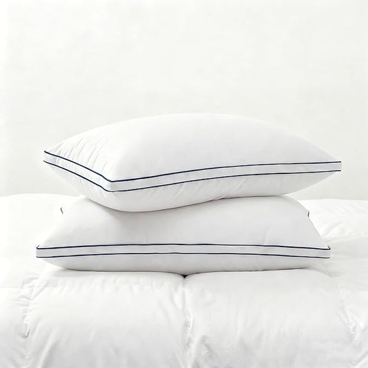 Homotive Feather Pillows King Size Set of 2 Goose Down Pillows with 100% Breathable Cotton Cover, Hotel Collection Bed Pillows for Sleeping, Soft Support for Back, Stomach and Side Sleepers