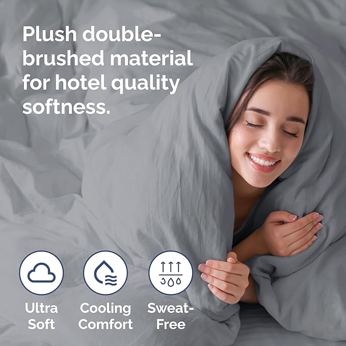 Duvet Cover Twin/Twin XL Size Set - Extra Soft Duvet Cover 68 x 90 with 1 Pillow Sham - Hotel Luxury, Easy Care and Fade Free with Zipper Closures & Ties - Comfy, Breathable Bedding Set (Steel Blue)