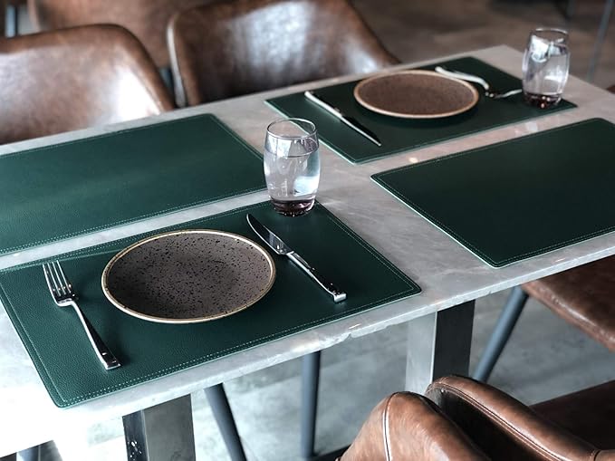 Vinyl Waterproof Placemats, PU Table Mats, Set of 4, Stain Resistant, Heat Resistant, Non-Slip Easy to Clean for Kitchen Dining Table,Conference Table