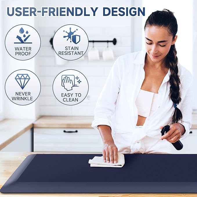 StepRite 4/5 Inch Thick Kitchen Mat Anti Fatigue Mat Kitchen Rugs Kitchen Decor Non-Slip, Stain & Water Resistant, Kitchen Mats Desk Mat for Kitchen, Office, Workshop, Blue, 17'' x 39''