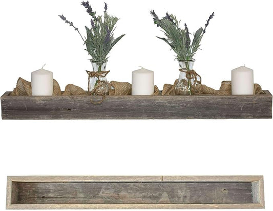BARNWOODUSA Rustic Centerpiece Barnwood Box Dining Room Table Decorations for Home Décor Coffe Table Décor Planter Box Fireplace Mantel Farmhouse Ornament 35.5" L